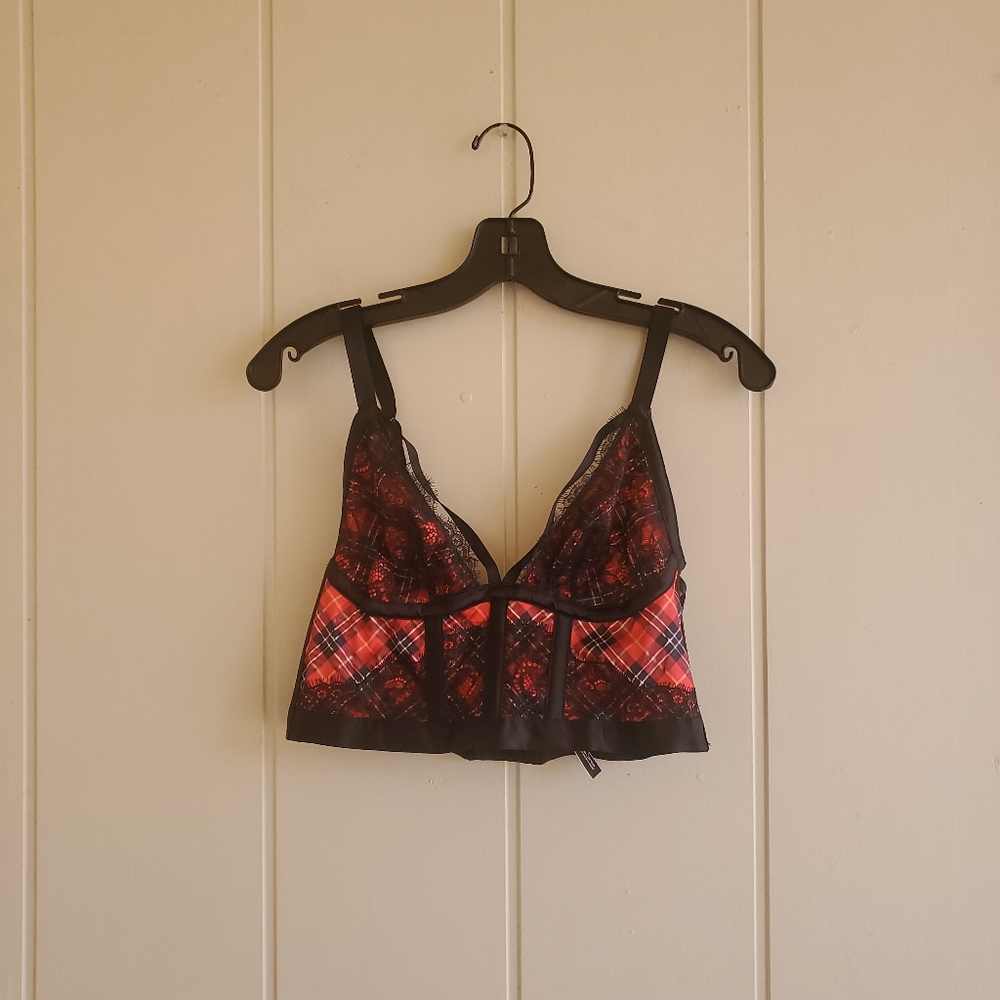Victorias Secret Very Sexy Satin Unlined Bustier Longline Bralette Bra Medium